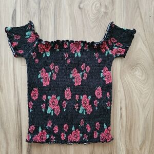 Hollister Rose Floral Stretchty Off-Shoulder Top Size X-Small